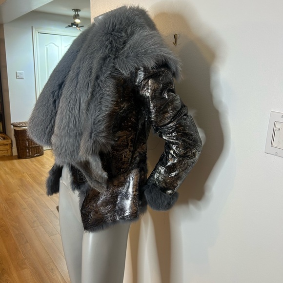 Gorgeous Gray Fur and Leather Women's Jacket❤️S - Picture 8 of 16